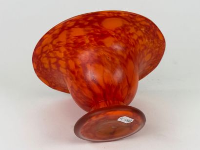 Vase with flared neck in orange-tinted marbled...