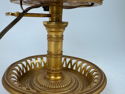 Gilt bronze and chased three-light 