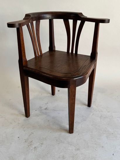 Oak corner armchair with double openwork...