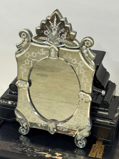 Venice mirror with beveled and chased glass...