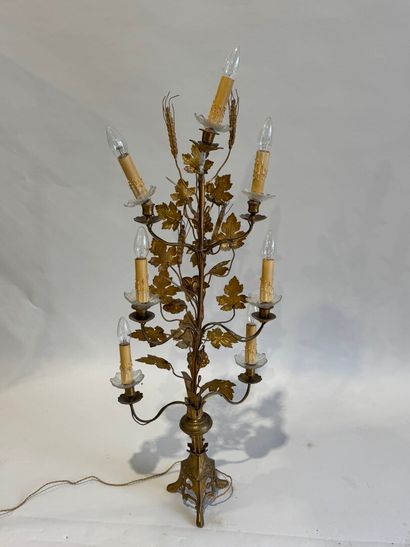 7-light gilt brass church candelabra decorated...