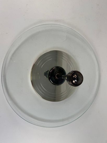 Three glass serving dishes with satin-finish...