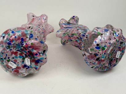 Two baluster vases with torsos and wavy necks...