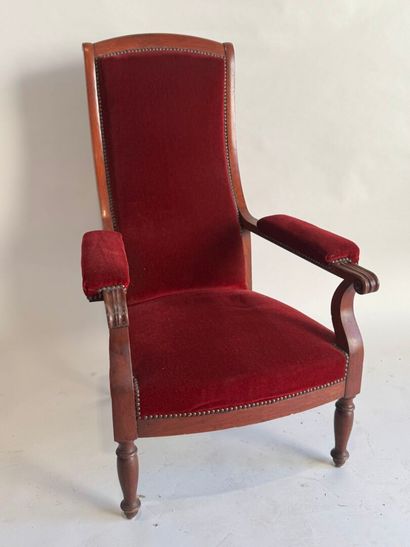 Voltaire armchair in molded and stained wood,...