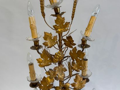 7-light gilt brass church candelabra decorated...