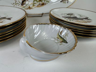 Part of a polychrome and gold porcelain fish...