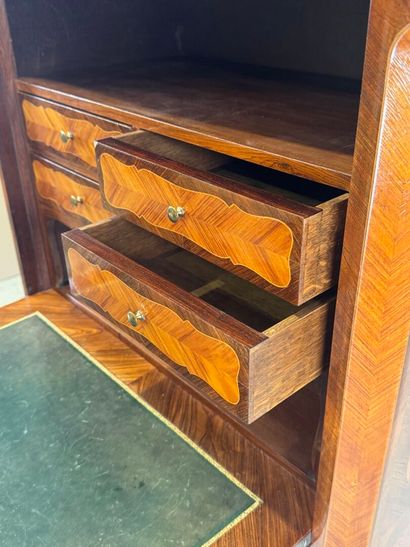 Wood and veneer writing desk opening with...