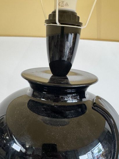 Black opaline glass baluster lamp. H. 70...