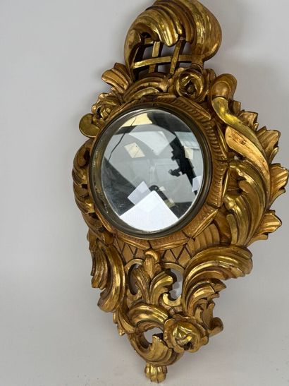 Wood and gilded stucco cartel frame with...
