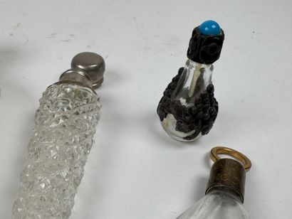Set of four crystal and cut-glass salt or...