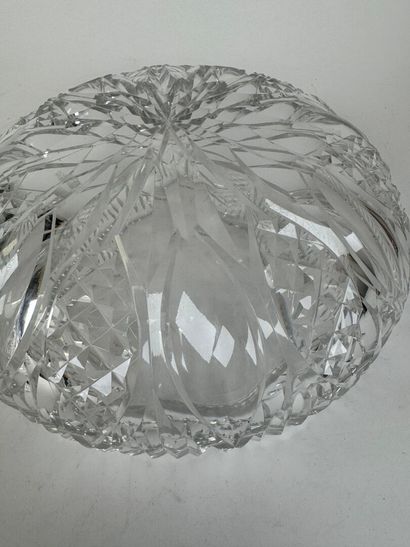 Two large cut crystal goblets with stylized...