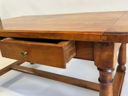 Coffee table opening with two drawers in...