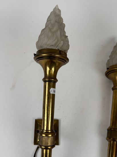 Pair of bronze sconces in the shape of a...