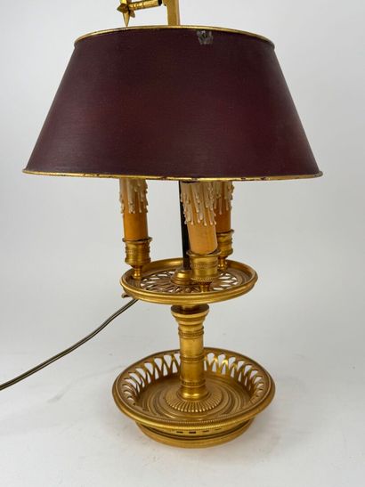 Gilt bronze and chased three-light 