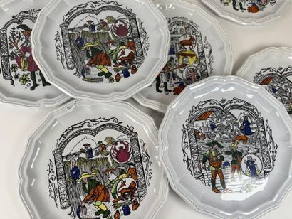 Faïencerie de SALINS.
Series of 10 polychrome...
