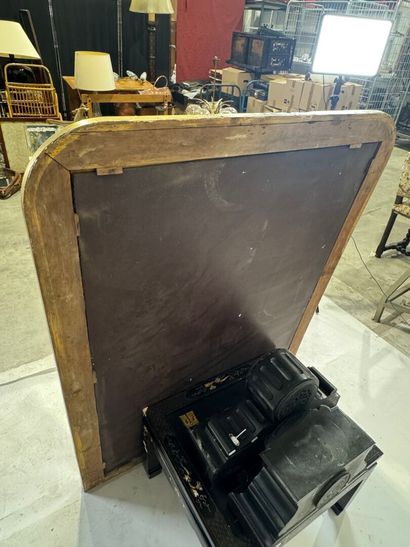 Wooden and stucco mirror with channels and...
