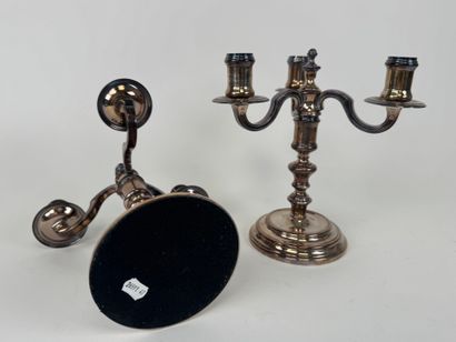 CHRISTOFLE.
Pair of three-light torches,...
