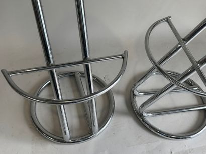 Pair of stools with chromed tubular frame...