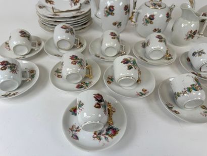 Part of a polychrome and gold porcelain coffee...