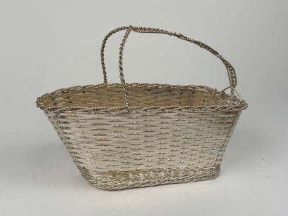 Silver-plated metal bottle holder with braided...