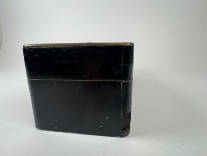 Blackened wood and brass fillet glove box,...
