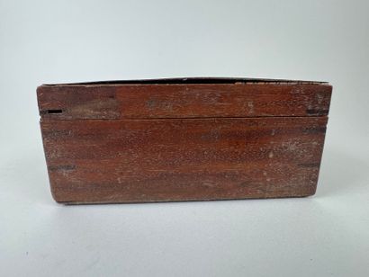 Wooden and marquetry token box, the lid decorated...