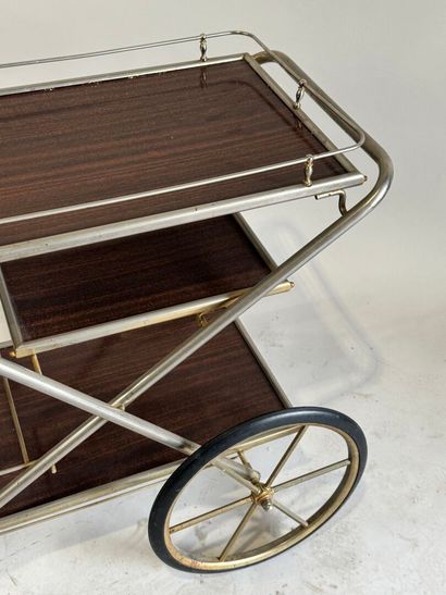 Wheeled sideboard in gilded metal and imitation...