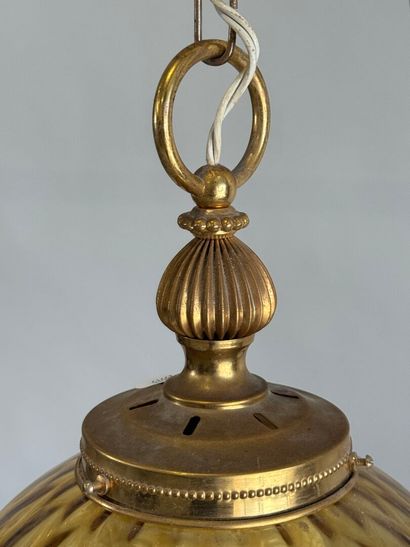 Suspension lamp in gilded metal and colored...
