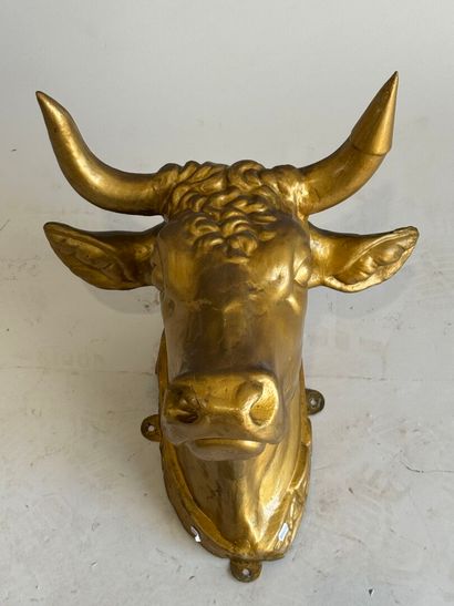 Butcher's sign in gilded zinc featuring a...