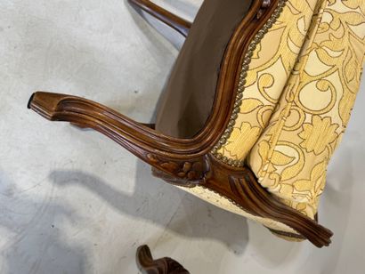 Pair of molded and carved beech bergères,...