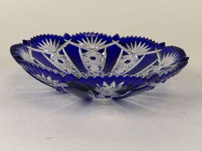 Small cut and partially colored crystal goblet...