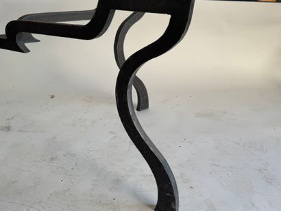 Rectangular coffee table with wrought-iron...