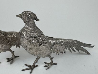 Pair of metal pheasant subjects, L. 31 c...