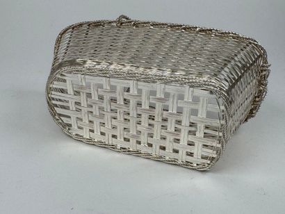 Silver-plated metal bottle holder with braided...