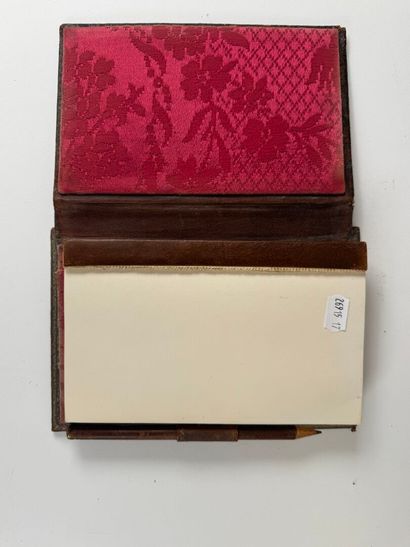 Leather desk set with gold embossed foliate...