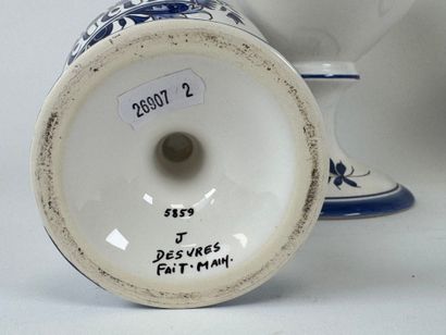DESVRES.
Four covered medicine jars in blue...