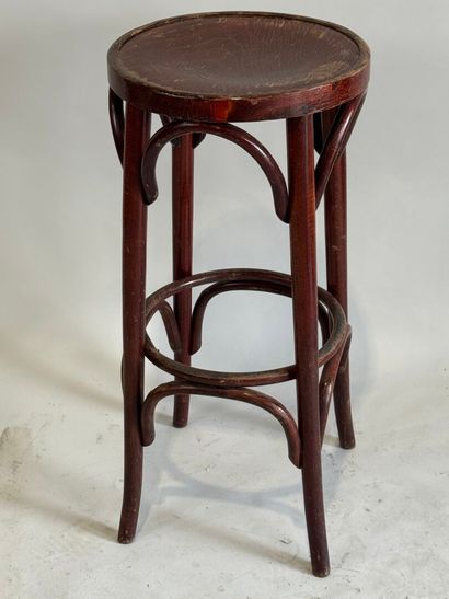 Stool in stained bentwood, circular seat.
H....