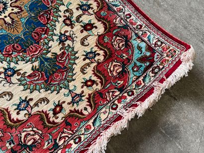 GHOUM. 
Hand-knotted polychrome silk carpet...