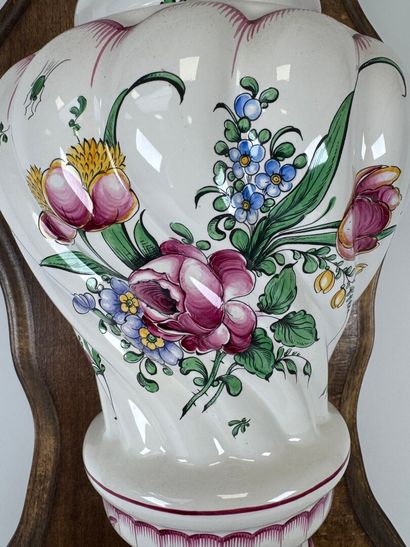 Polychrome earthenware fountain decorated...