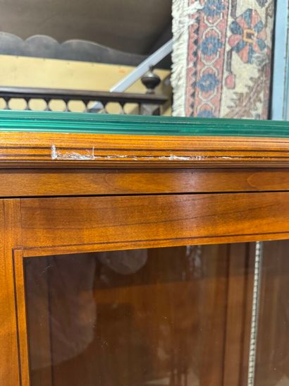 Three-door molded cherrywood display case,...
