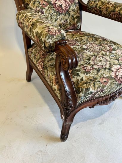 Moulded and carved mahogany armchair, the...