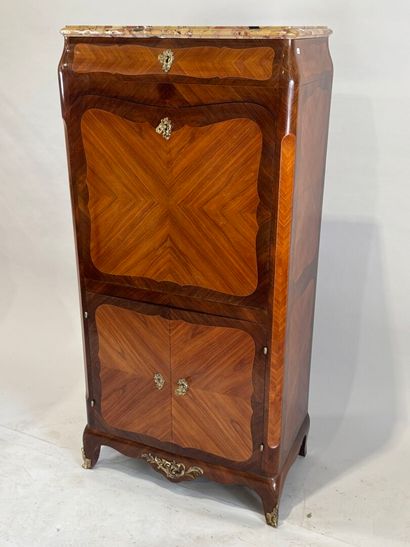 Wood and veneer writing desk opening with...