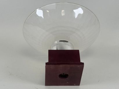 Large Art Deco bowl in wood, chromed metal...