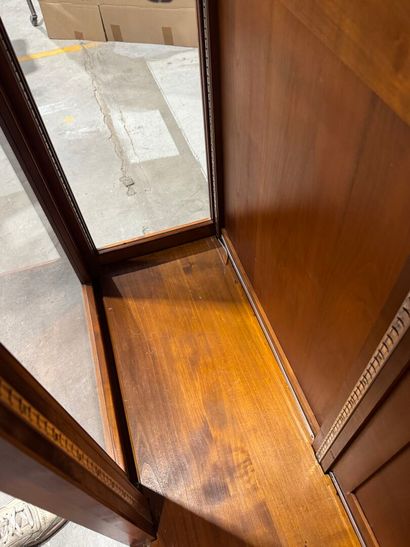 Three-door molded cherrywood display case,...