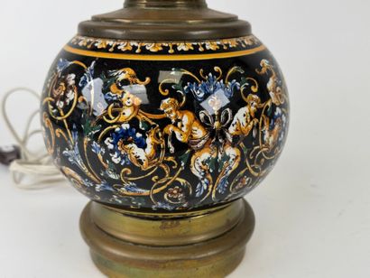 GIEN.
Polychrome earthenware ball lamp with...