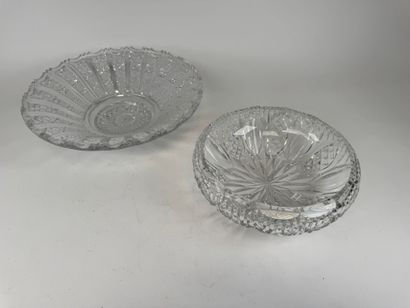 Two large cut crystal goblets with stylized...