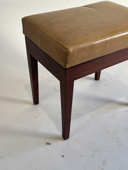 Mahogany veneered piano stool with sheath...
