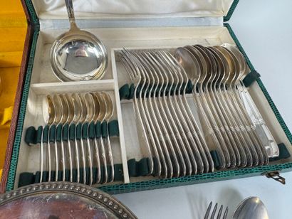 Two silver-plated menagères, each with :
-...
