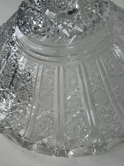 Two large cut crystal goblets with stylized...