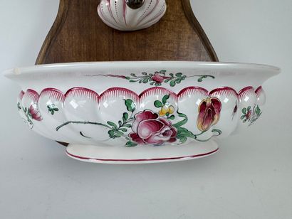 Polychrome earthenware fountain decorated...
